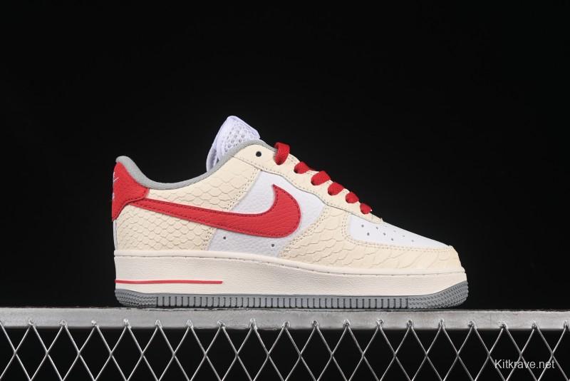 Nike Air Force 1'07 Low Snake Year Themed Casual Sneakers with Full-Length Air Cushion - DX2678-100
