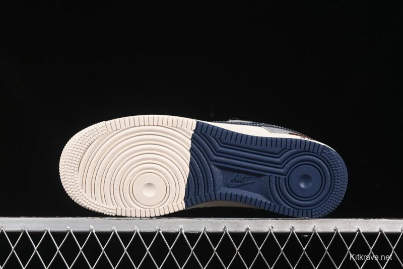 Nike Air Force 1 '07 Low Stussy Double Flame Casual Sneakers with Full-Length Air Cushion - XS1958-555