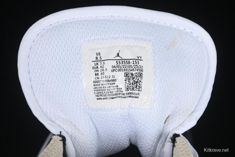 Nike Air Jordan 1 Low AJ1 Cream White Low-Top Casual Sneakers - 553558-153