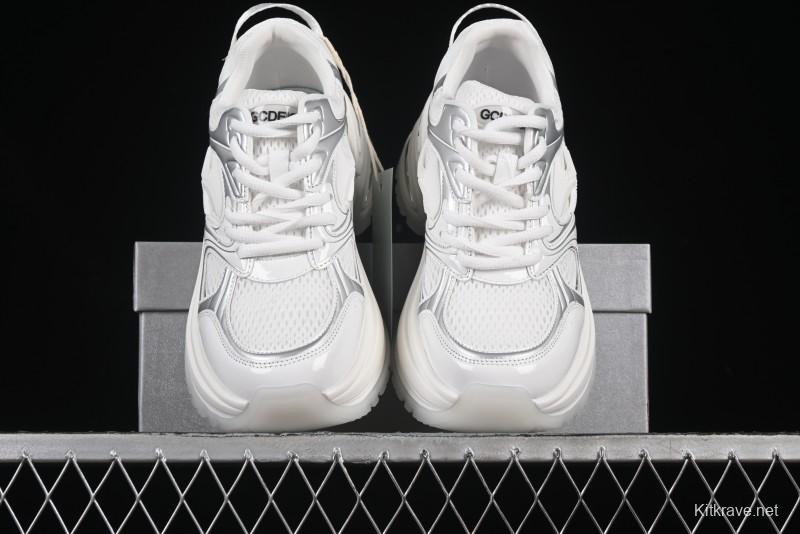 GG-CC Chunky Low Casual Fashion Sneakers with Thick Sole and Height Increasing Design - 2607 White