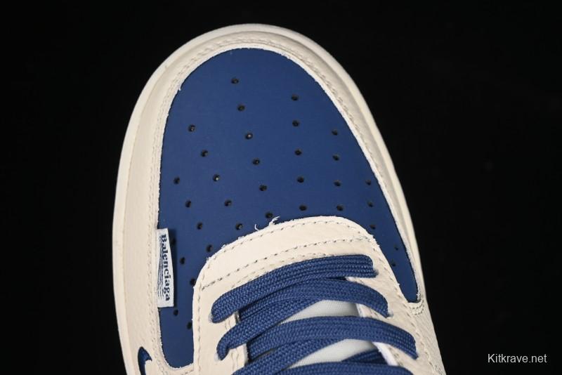 Nike Air Force 1'07 Low Balenciaga Collaboration Blue Woven Label Low-Top Casual Sneakers - DF0188-062