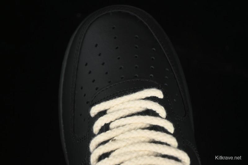 Nike Air Force 1 '07 Low Casual Sneakers in Black & White with Hemp Rope Detailing - ZH0316-073