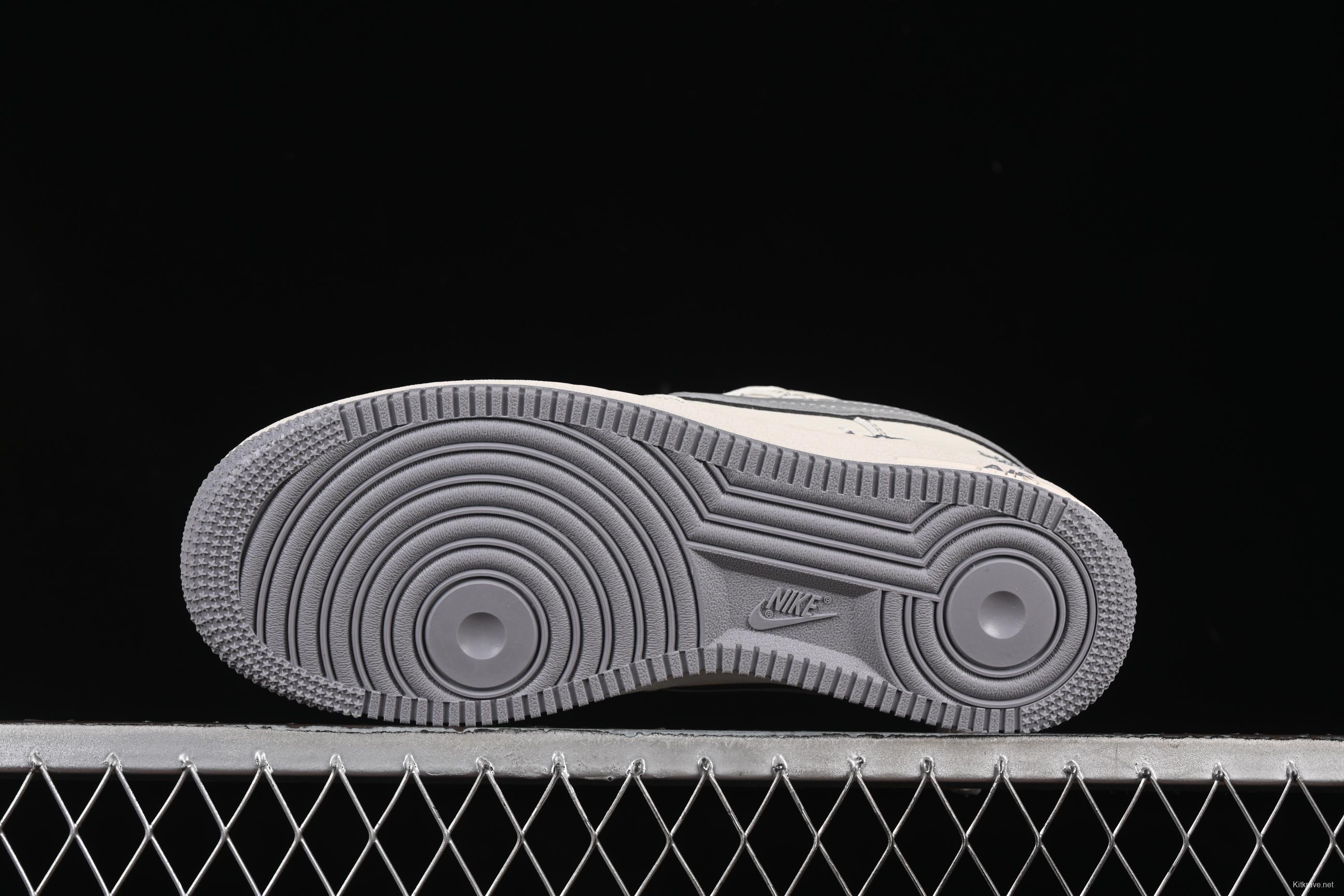 Nike Air Force 1'07 Low Stussy Collaboration Beige Mini Swoosh Casual Sneakers - HH7518-060