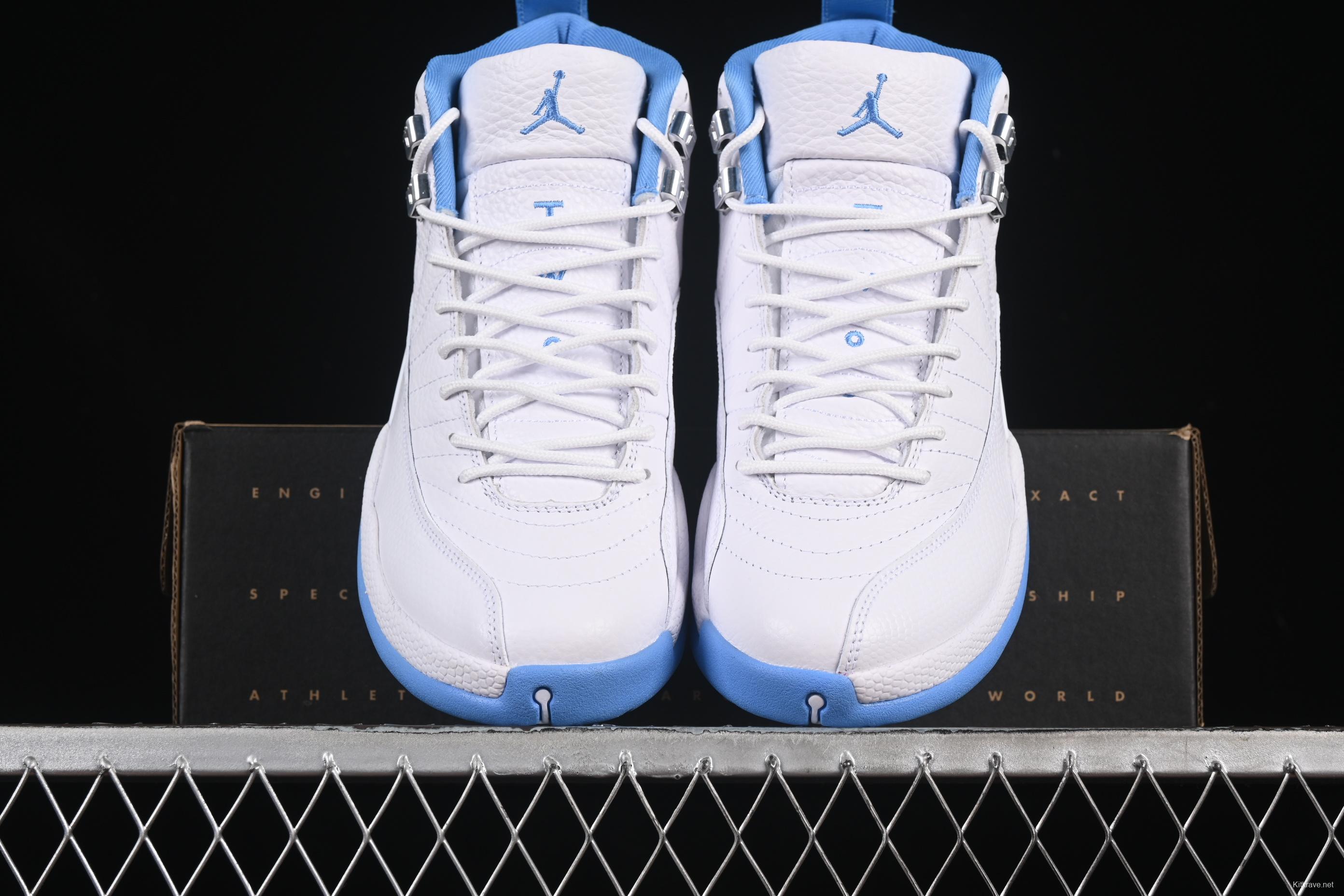Nike Air Jordan 12 Retro Basketball Shoes in White University Blue - CT8013-112
