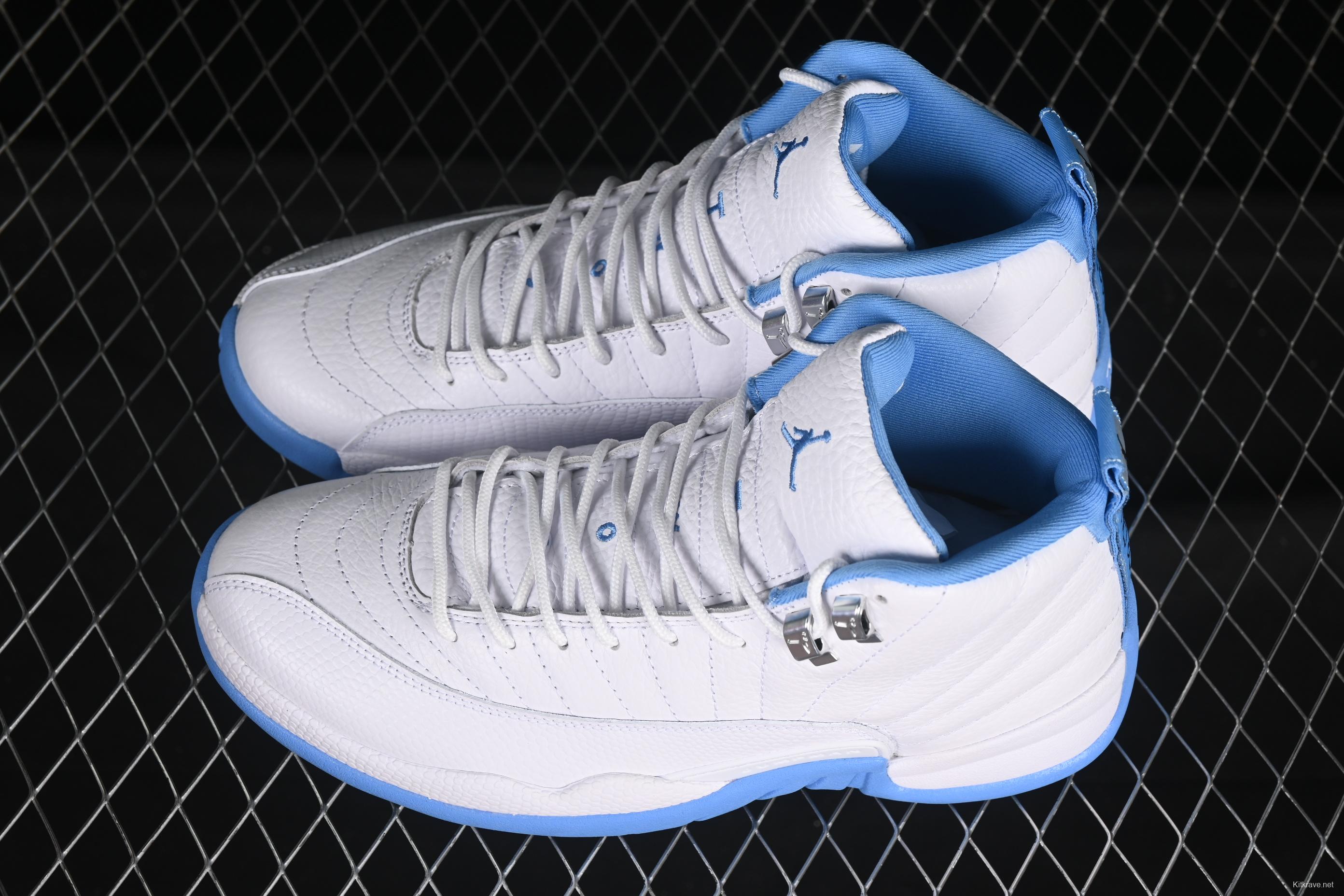 Nike Air Jordan 12 Retro Basketball Shoes in White University Blue - CT8013-112