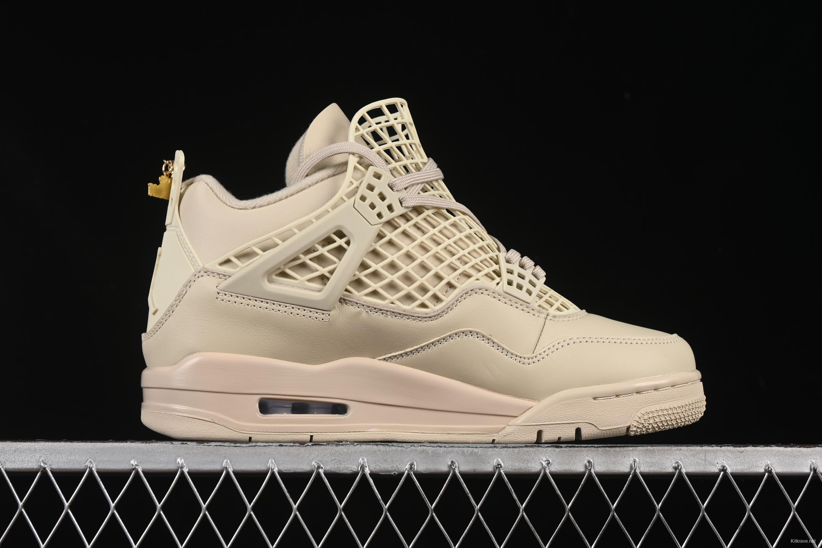 Nike Air Jordan 4 Retro Basketball Shoes in Rattan with NET Design - FN7251-200