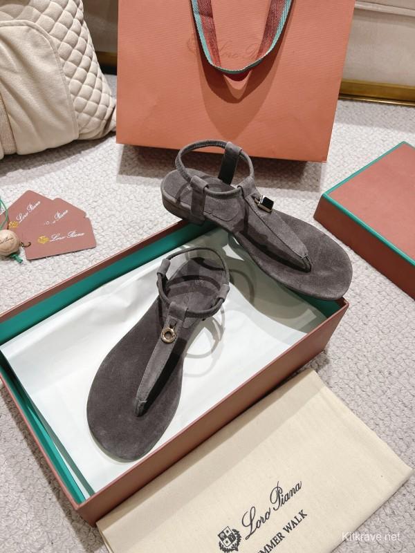 2025 Women LP Gray Suede Sandals LY00360