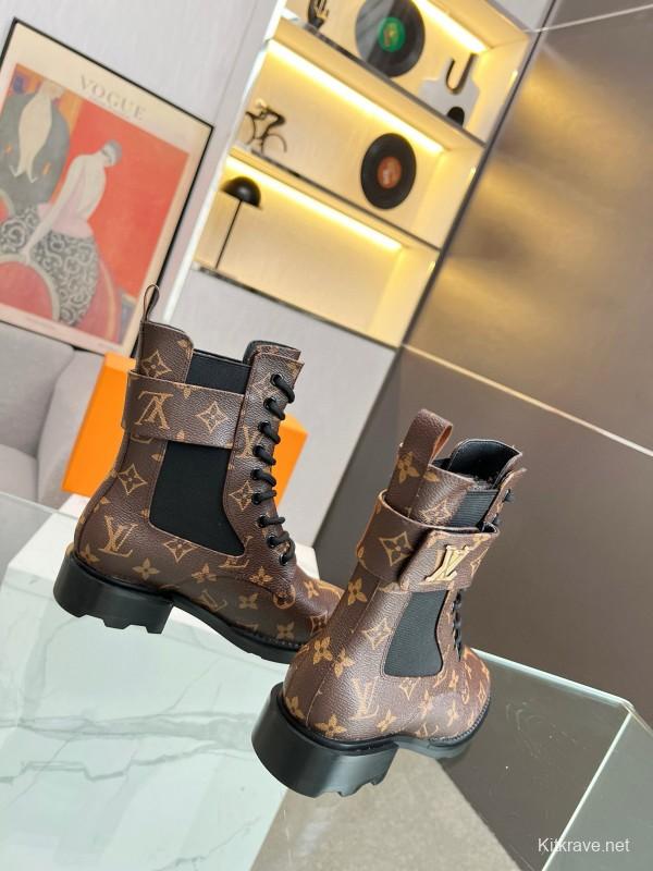 2024 Women Louis Vuitton Brown Leather Boots MJ00320