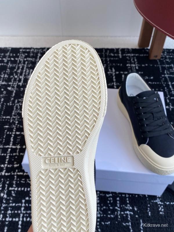 2025 Women Celine Black Canvas Sneakers CR-03
