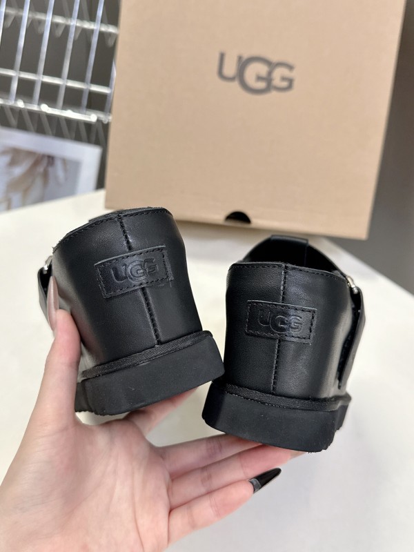 2025 UGG Black Leather Slippers KFY00230