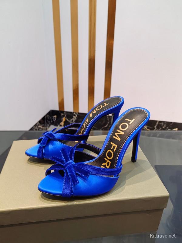 2025 Women TOM FORD Blue Velvet High Heel Mules