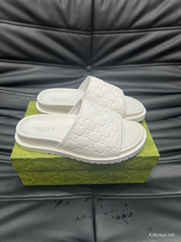 2024 GUCCI White Leather Slippers MJ00200
