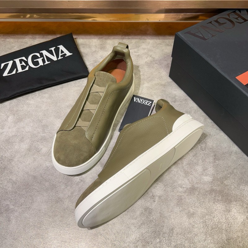 2024 Men Ermenegildo Zegna Green Suede Calfskin Sneakers MJ00280