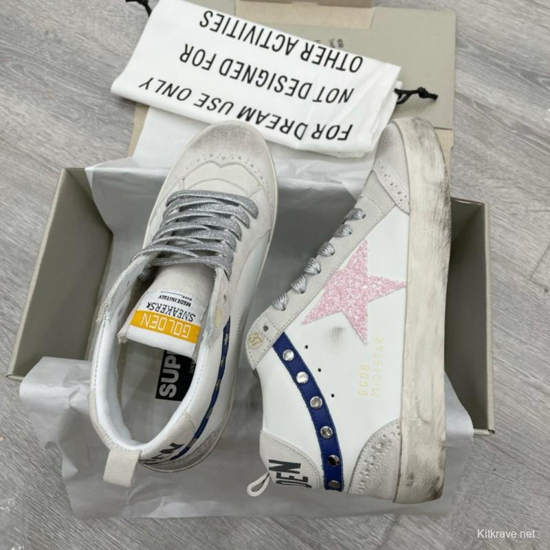 2024 Unisex GGDB White Pink Blue Leather Suede High Top Sneakers MJ00300