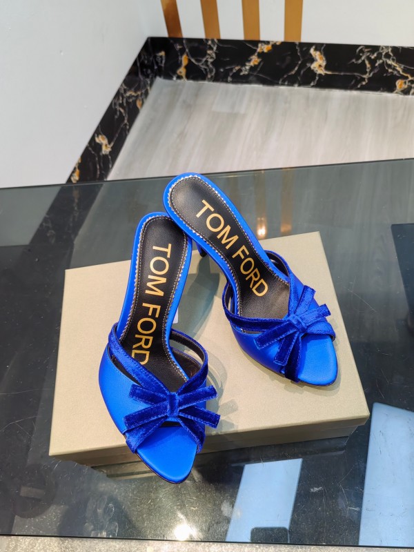 2025 Women TOM FORD Blue Velvet High Heel Mules