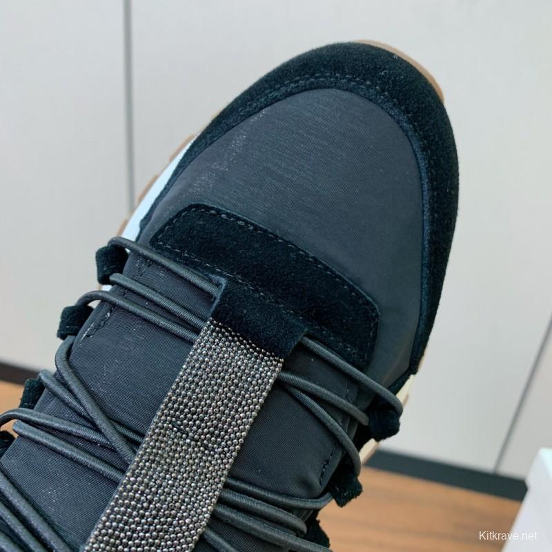 2025 Unisex Brunello Cucinelli Black Suede Leather Sneakers LY