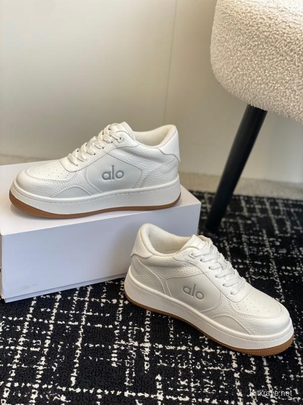 2025 Women Alo White Leather Casual Sneakers KFY00280