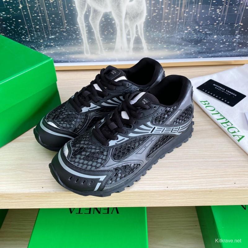 2025 Men BV Black Mesh Leather Sneakers LY00310