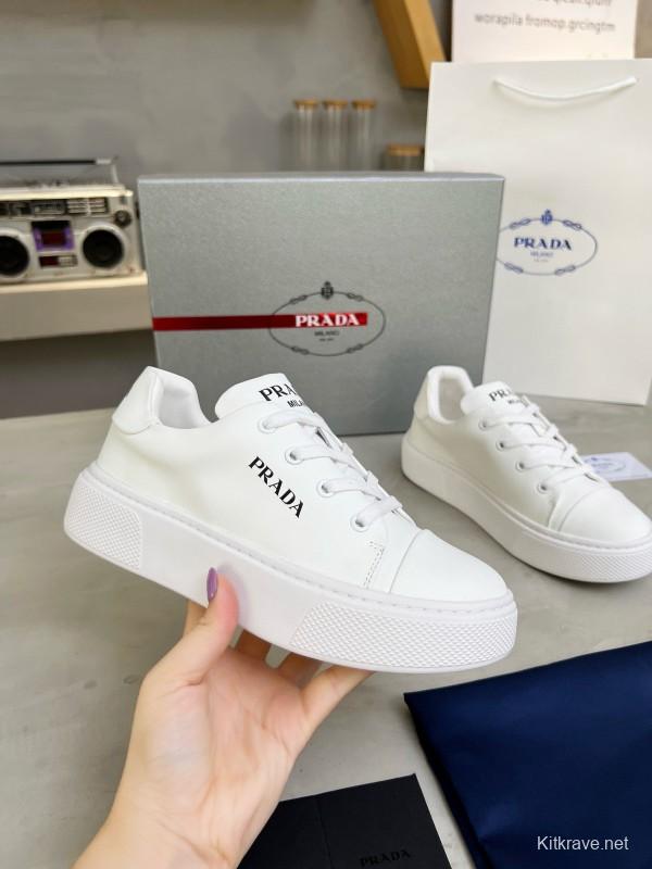 2024 Unisex Prada White Calfskin Leather Sneakers MJ00310