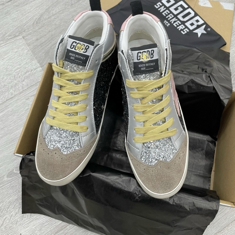 2024 Unisex GGDB pink black silver glitter suede leather high top sneakers MJ00300
