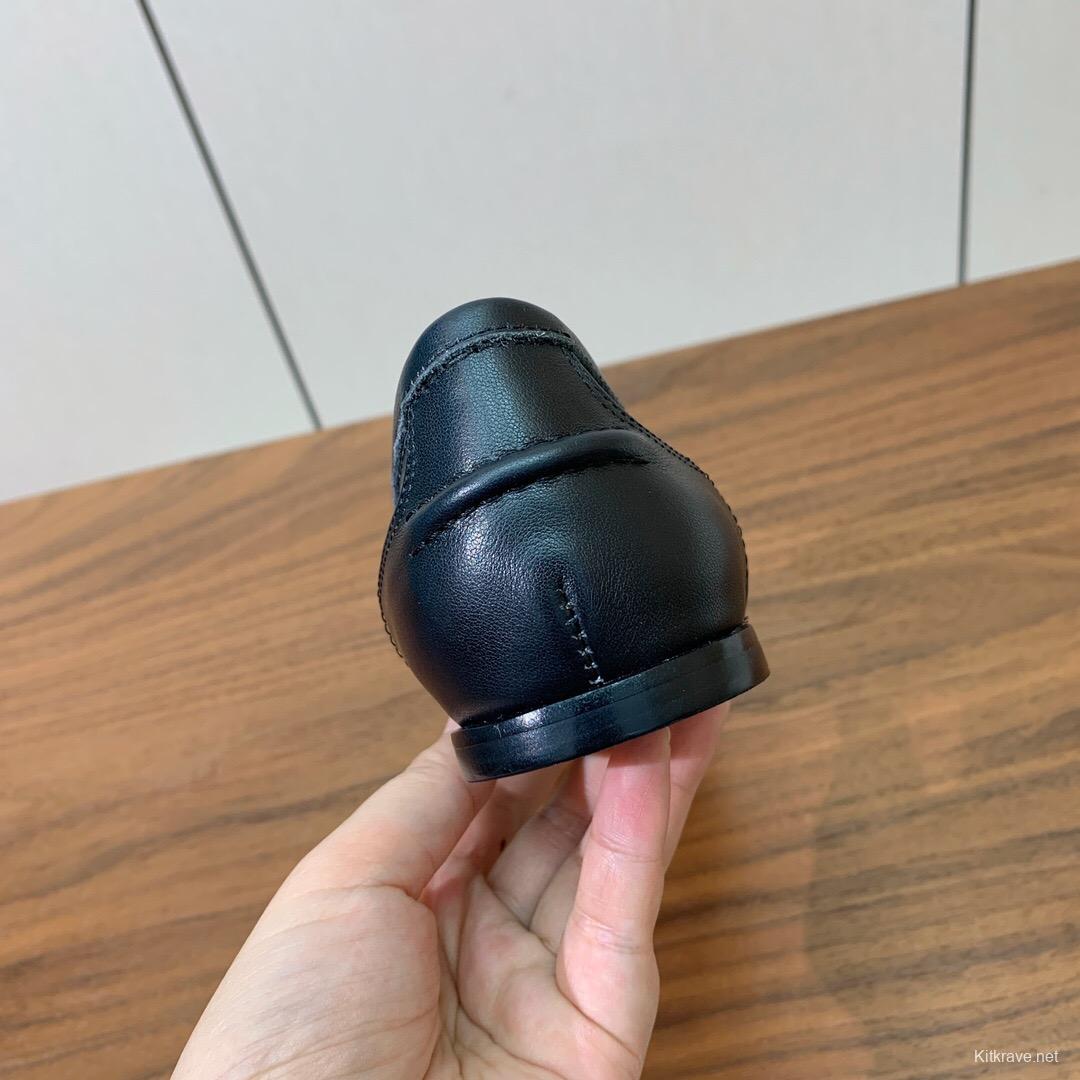 2025 Men Brunello Cucinelli Black Leather Loafers Classic Handmade KFY00300 (M)