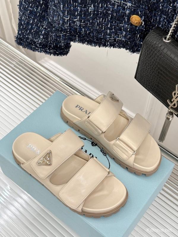 2025 Slippers Prada Beige Lambskin Slippers