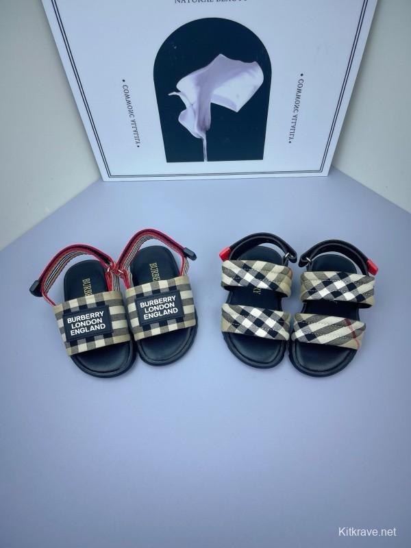 2025 Kids Burberry Beige Black Check Cotton Sandals