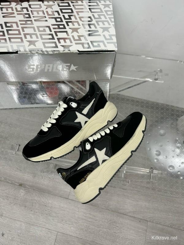 2024 Women GGDB Black White Leather Suede Sneakers