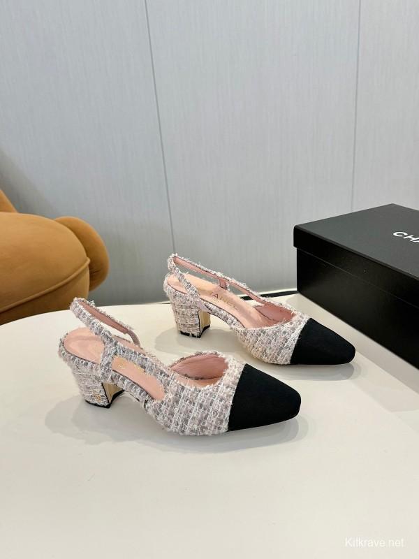 2025 Women Chanel Beige Black Tweed Leather Ballet Flats LY00240