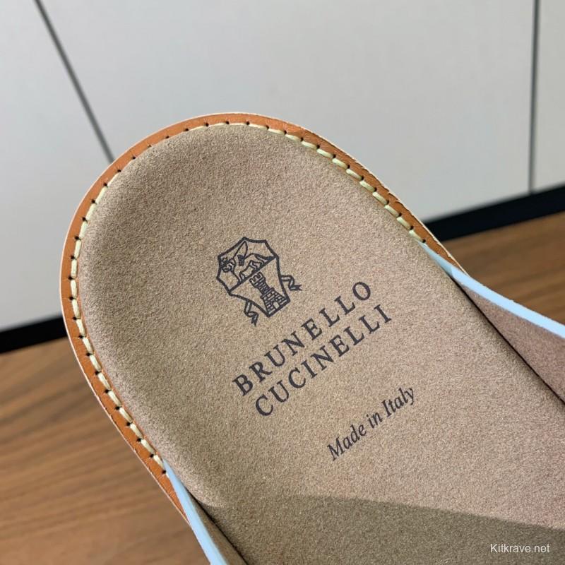 2025 Unisex Brunello Cucinelli Light Grey Suede Casual Sandals With Adjustable Buckles KFY00250