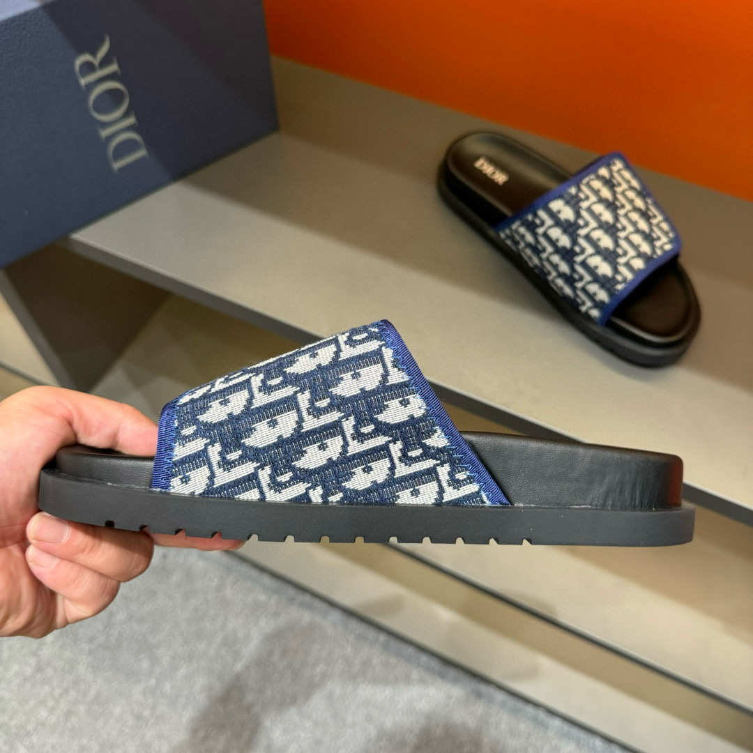 2024 Dior Blue White Fabric Slippers MJ00180
