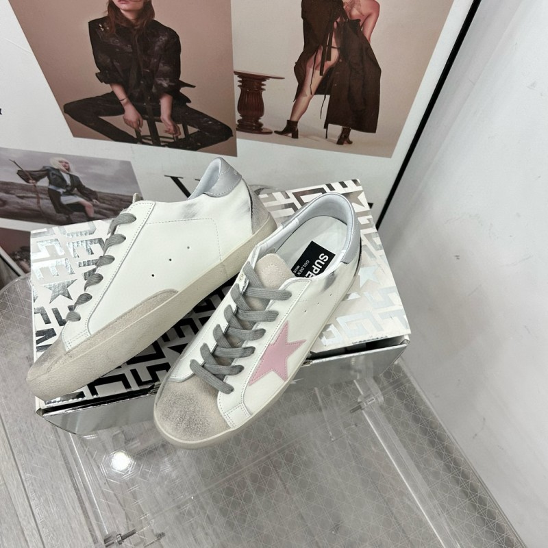 2025 Women GGDB White Pink Leather Sneakers