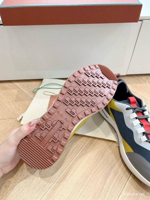 2024 Unisex Le Parmentier Yellow Navy Grey Knit Sneakers Top Version MJ00340