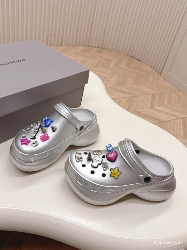 2025 Unisex Balenciaga Silver EVA Rubber Clog Embellished LY00330(F)/LY00340(M)
