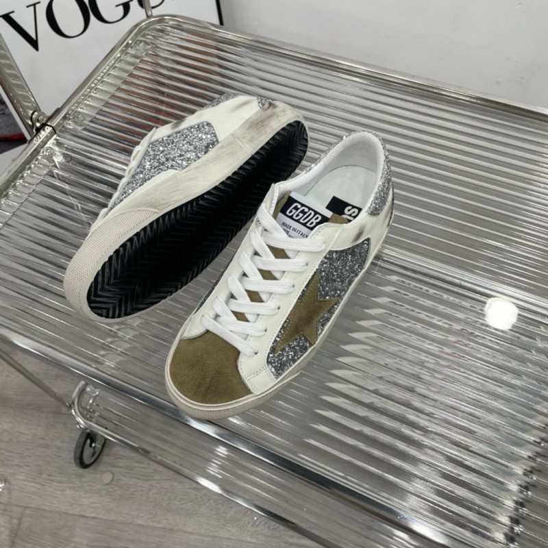 2025 Women GGDB Silver White Suede Leather Sneakers