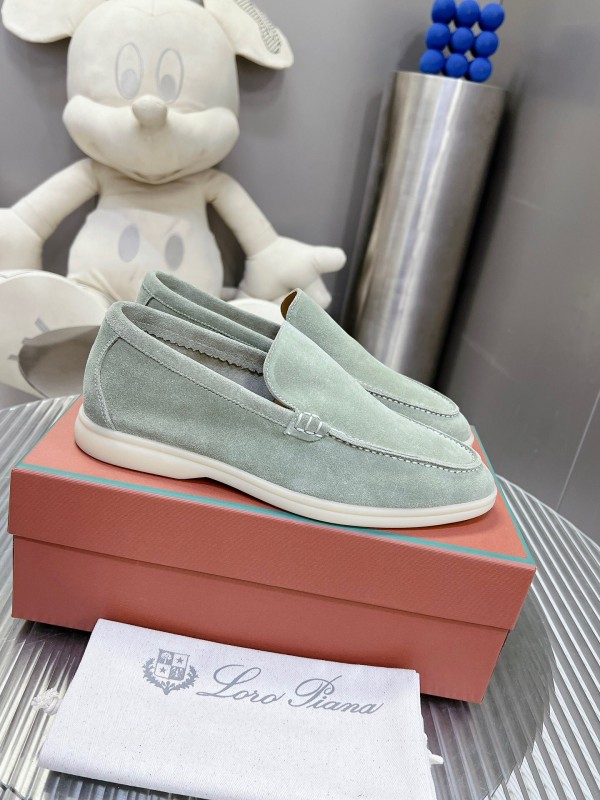 2025 Men LP Light Green Suede Loafers LY00260