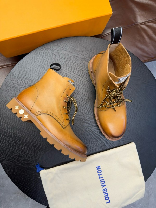 2024 Men Louis Vuitton Brown Leather Boots MJ00440