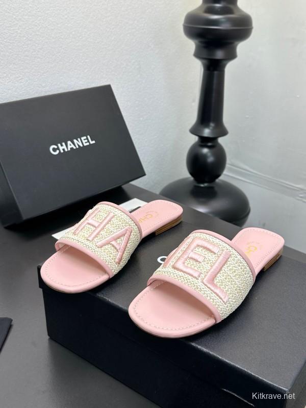 2025 Slippers CHANEL Pink Tweed Slippers