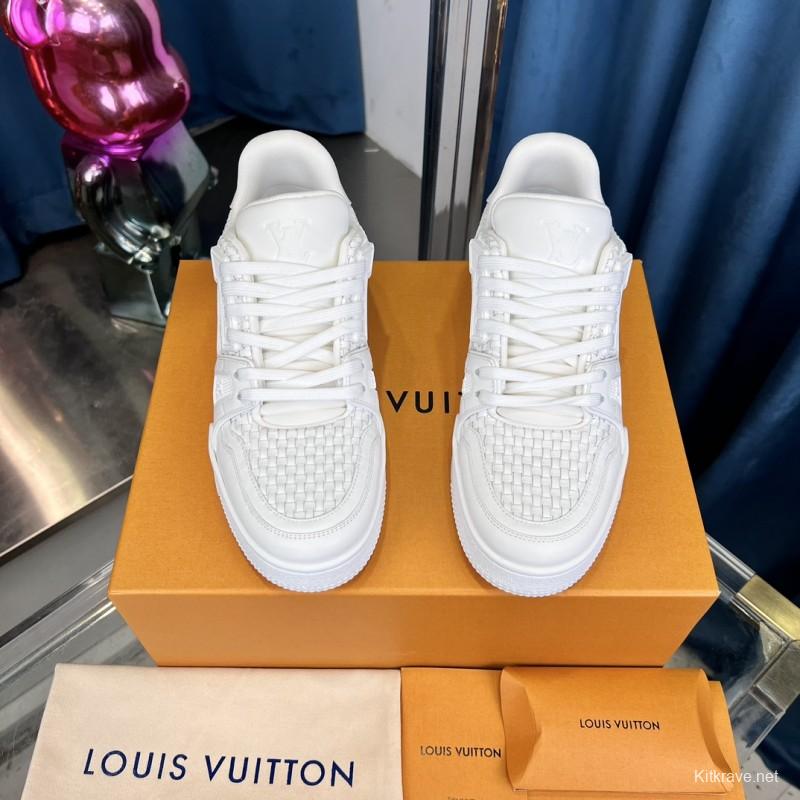 2025 Men Louis Vuitton White Leather Trainer