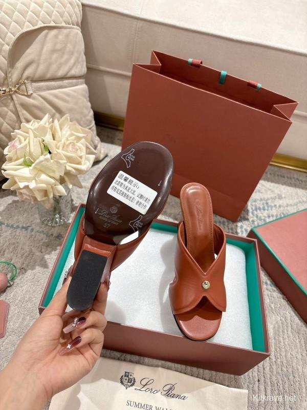 2025 Women Le Parmentier Brown Leather Sandals LY00300