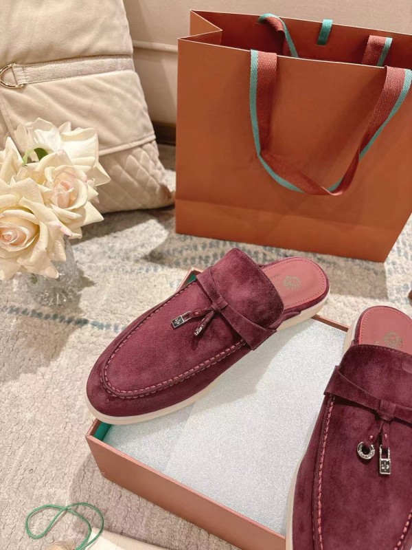 2025 Women LP Burgundy Suede Slippers