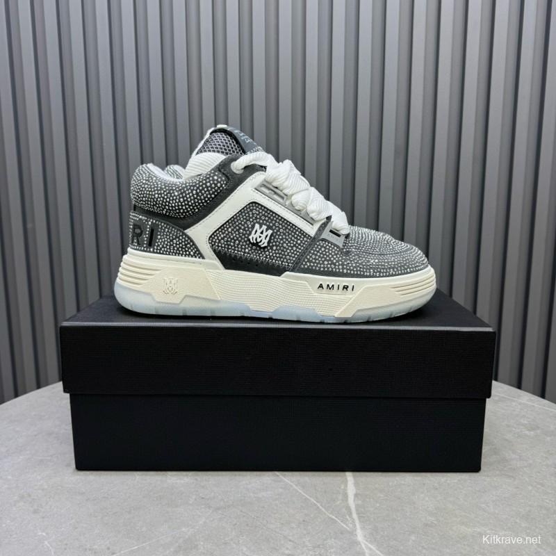 2024 Unisex Amiri Black White Leather Suede Sneaker MJ00410