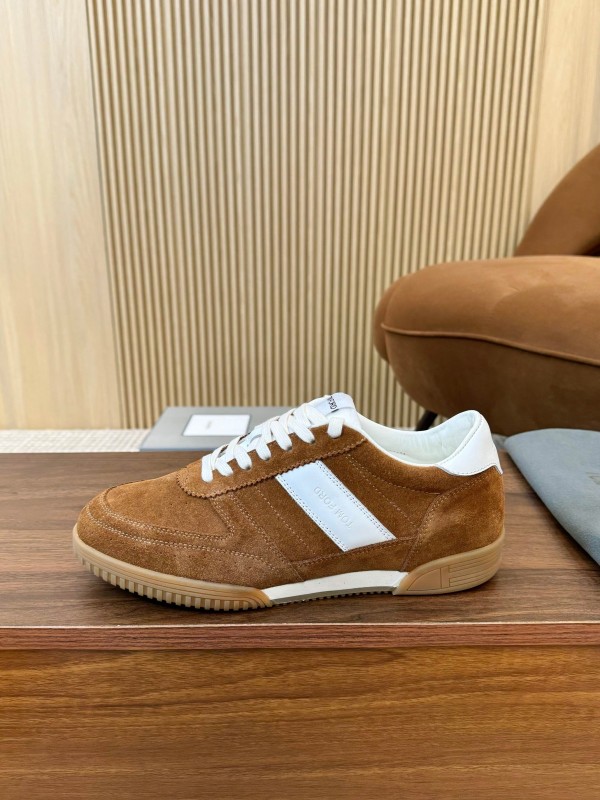 2025 Men TOM FORD Brown White Suede Leather Casual Shoes LY00360