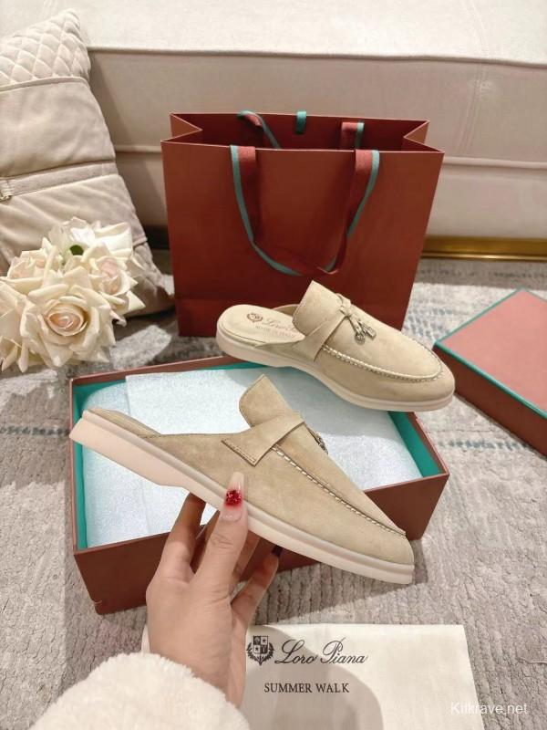 2025 Slippers Loro Piana Beige Suede Slippers