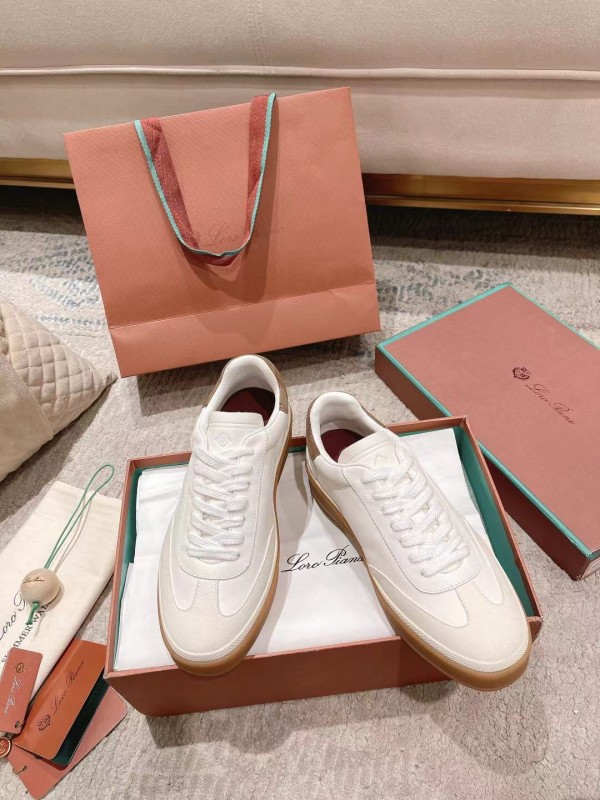 2025 Women LP White Brown Leather Sneakers LY00320(F)