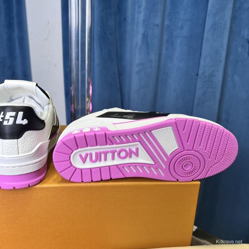 2025 Unisex Louis Vuitton White Black Pink Leather Fabric Trainer