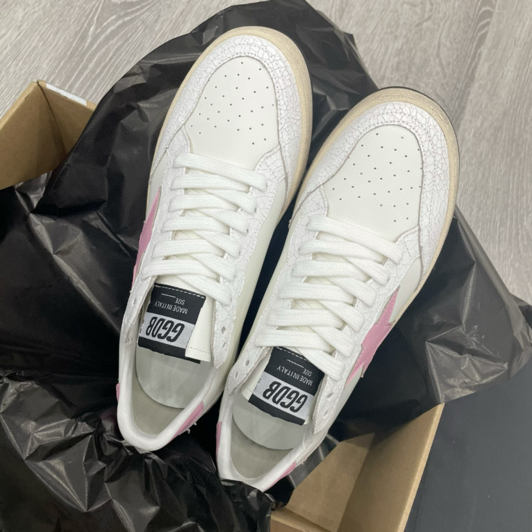2024 Unisex GGDB White Pink Leather Sneakers MJ00260