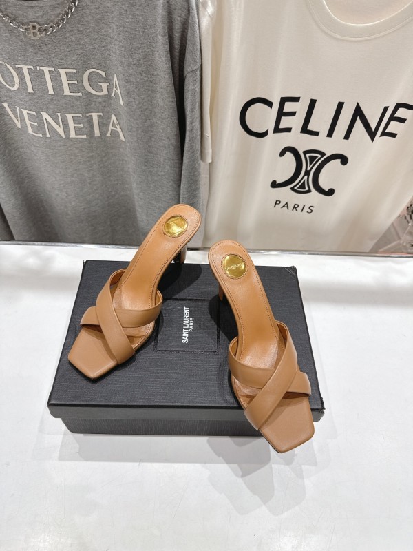 2025 Women Yves Saint Laurent Beige Leather High Heels