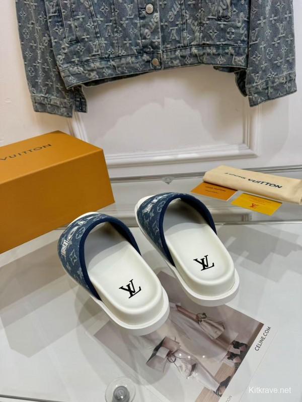 2025 Slippers Louis Vuitton Blue Denim Canvas Slippers LY