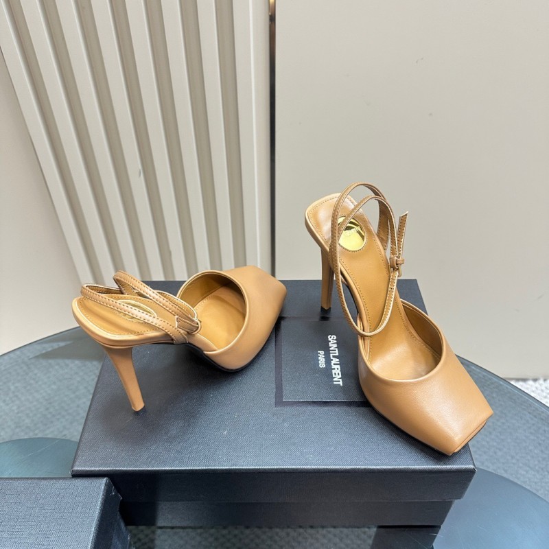 2025 Women Yves Saint Laurent Tan Calf Leather Heels KFY00280